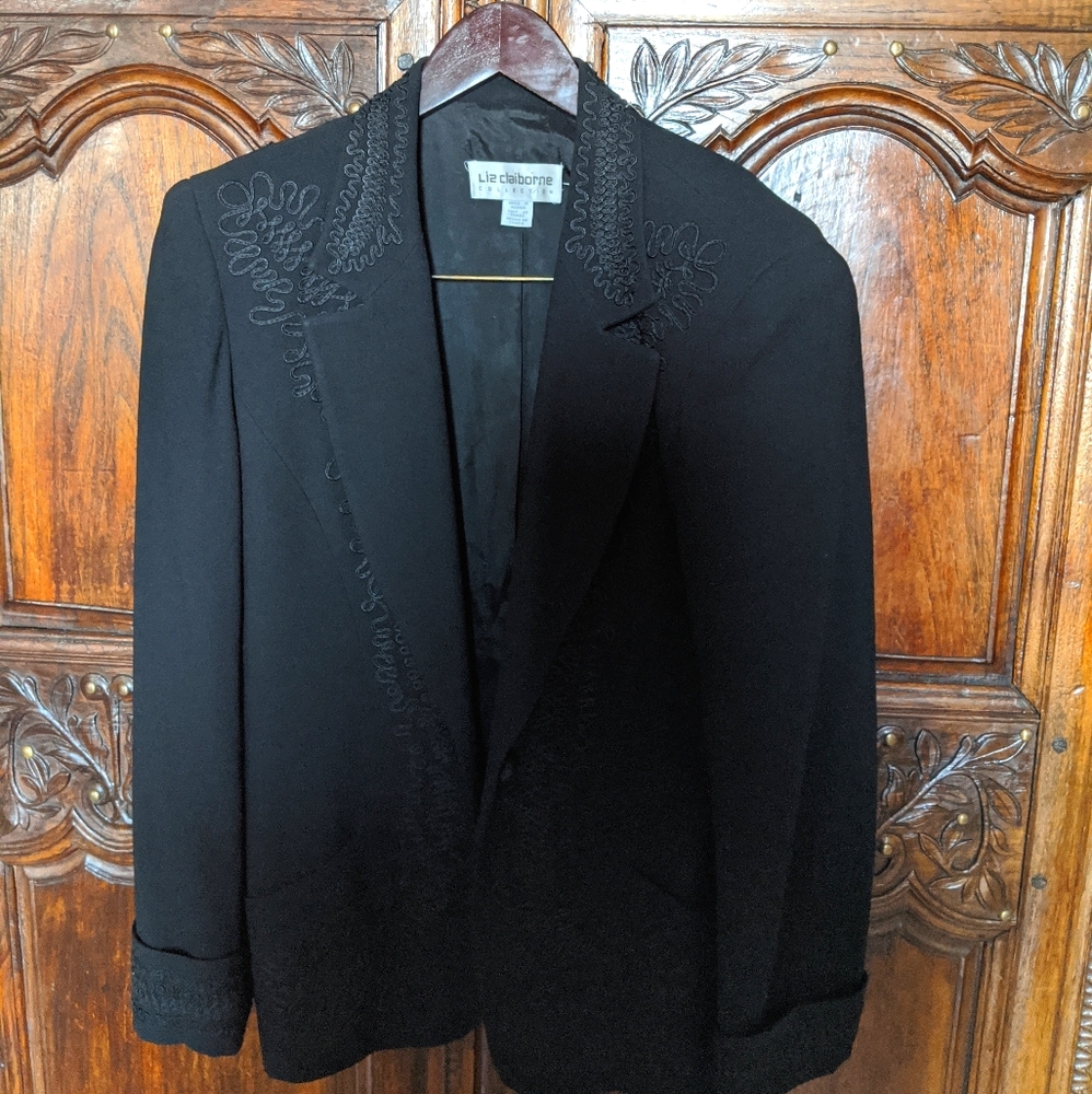 Liz Claiborne Designer Jacket Embroidered Detail